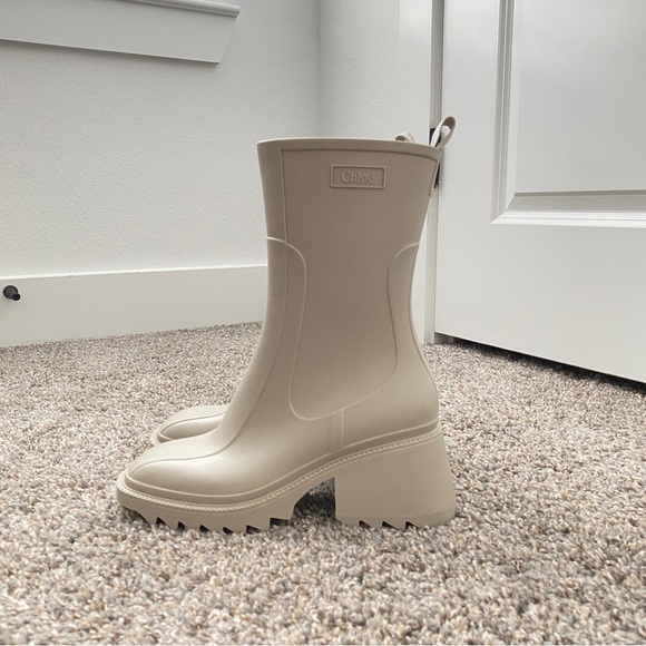 Chloe Betty Rain Boots Nomad Beige Size EU40 / US 9-9.5 - Picture 1 of 9